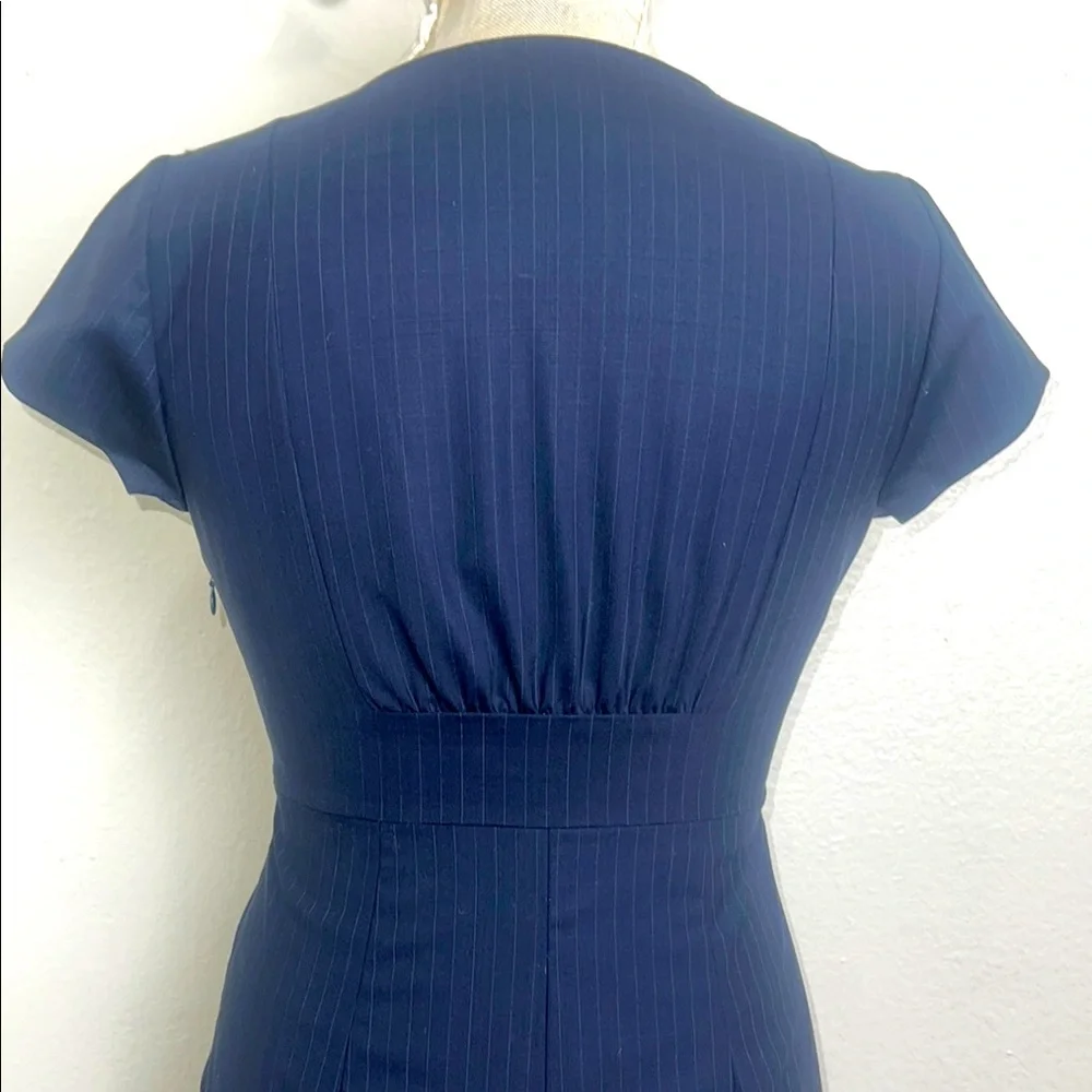 J. Crew Blue Sheath Dress Flutter Sleeves Crew Neck - Picture 2 of 15